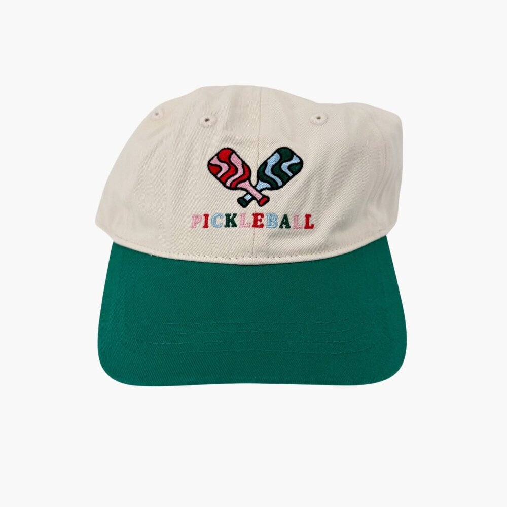 NEW Pickleball Hat - Frasier Sterling Cream/Green: Adjustable Cotton Sports Cap